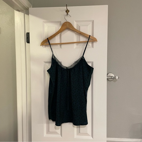 Aerie Green Leopard Lace Trim Cami Small - Picture 3 of 6